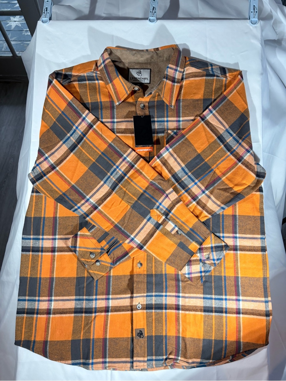 Legendary Whitetails Orange and Brown Plaid Button-Down Shirt